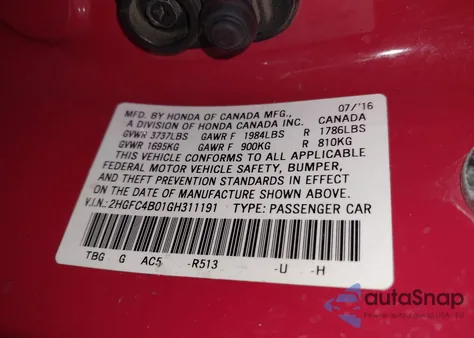 2016 Honda Civic Lx-P from USA, damaged, VIN 2HGFC4B01GH311191